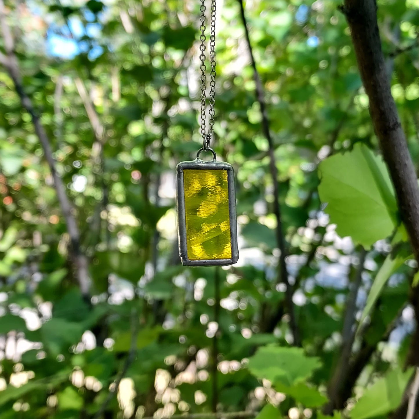 Yellow Bar Stained Glass Necklace