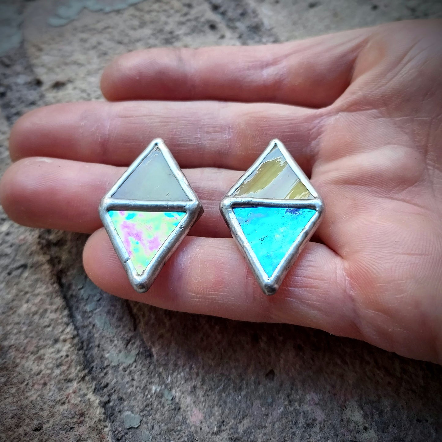 Post-Style Split Diamond Earrings